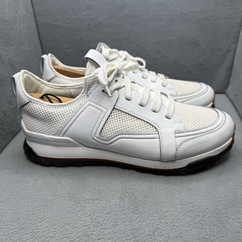 Ermenegildo Zegna Siracusa Men's US 11 White Leather Mesh Sneakers Made in Italy